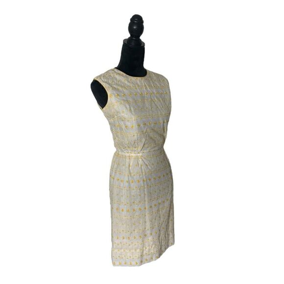 Authentic Vintage Elinor Porter 1950’s Yellow & Cream Embroidered Prairie Dress - Picture 5 of 16